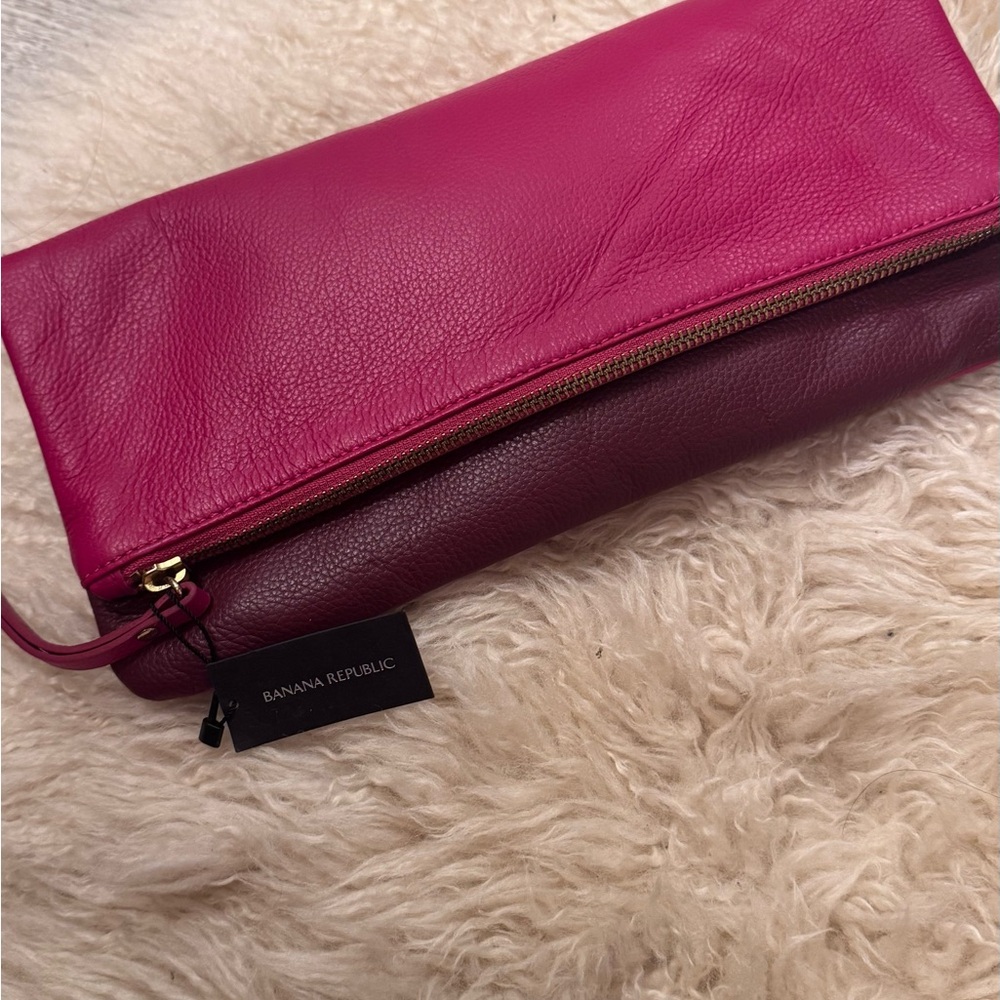Banana Republic Fuchsia and Burgundy Leather Clutch